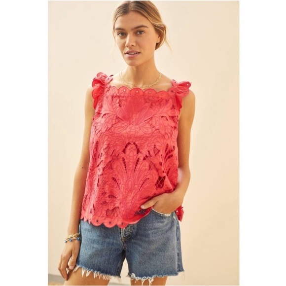 NWOT - Anthropologie Maeve Scalop Lace Tank Top XL - Picture 3 of 6